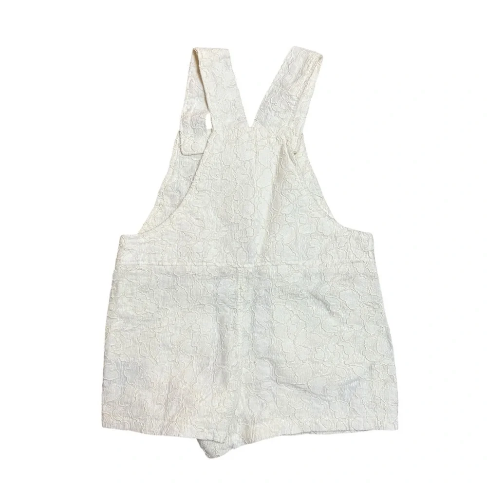 Juicy Couture Baby Girl White Textured Romper Overalls Gold Logo Snap Size 18M